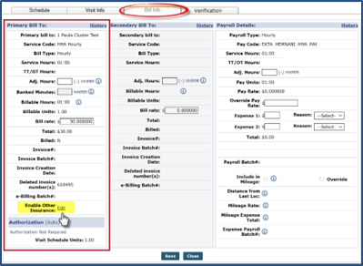 Bill Info Tab - Enable Other Insurance Field